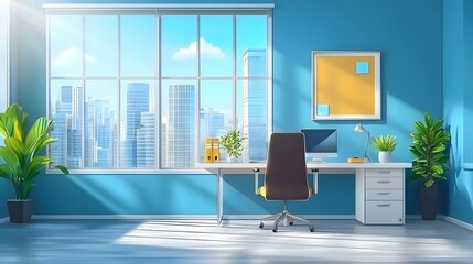 contemporary office interior bright with windows