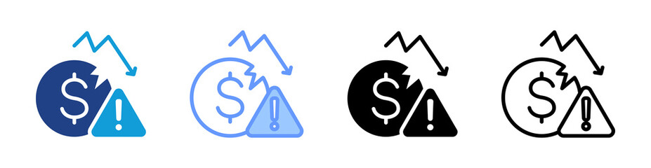 Poster - Bankruptcy icon set multiple style collection