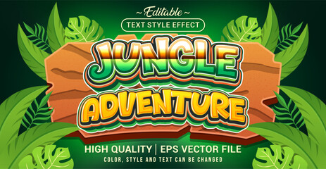 Poster - Editable text style effect - Jungle Adventure text style theme. Vector text style illustration template.