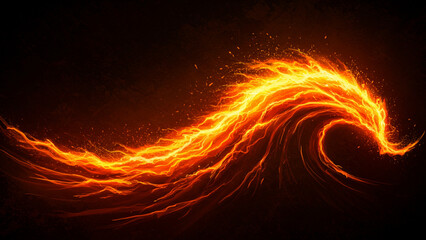 Poster - Abstract representation of a Fiery Wave set against a Dark Textured Background, suitable for contemporary art and design