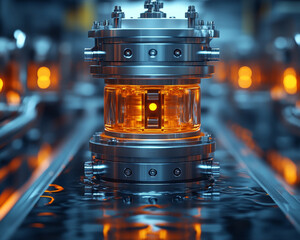 Poster - cutting edge modular electric valve system with glowing components