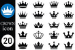 © Pulak - Crown icon set, silhouette, Collection of crown. Crown icons, King, Princess crowns. Vector illustration.