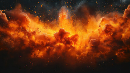 Poster - A dramatic visual explosion of orange and yellow hues set against a dark background for striking contrast