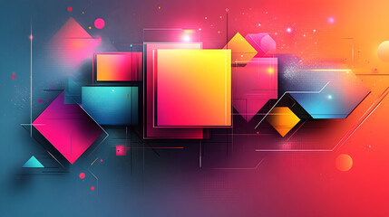 Poster - Vivid abstract artwork featuring vibrant, geometric shapes in a dynamic composition.  Bold colors and glowing effects create energy