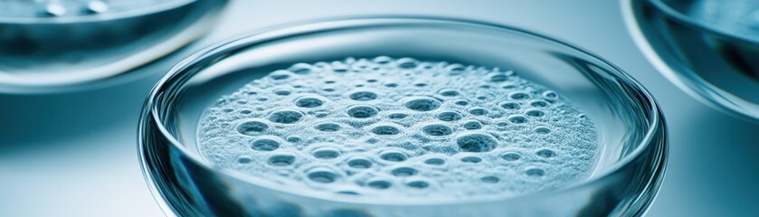 Poster - Close up of bubbly liquid substance inside glass bowls