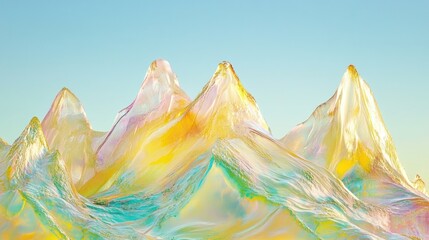 Poster - Beautiful colorful crystalline mountain range against a blue sky
