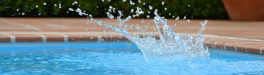 Poster - A dramatic splash of water erupts from a swimming pool