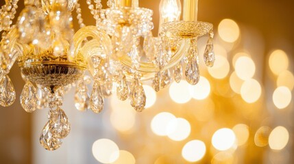Poster - A close up view of a luxurious crystal chandelier ornament