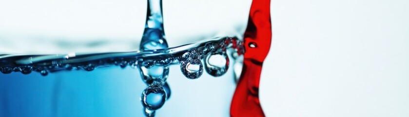 Poster - Close up view of water droplets and liquids mixing