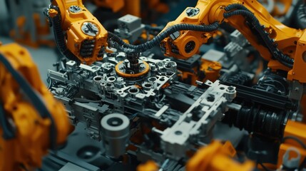 Poster - Robotic Arms Working on a Piece of Automated Industrial Machinery