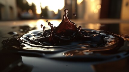 Poster - A splash of dark liquid creating a distinctive shape