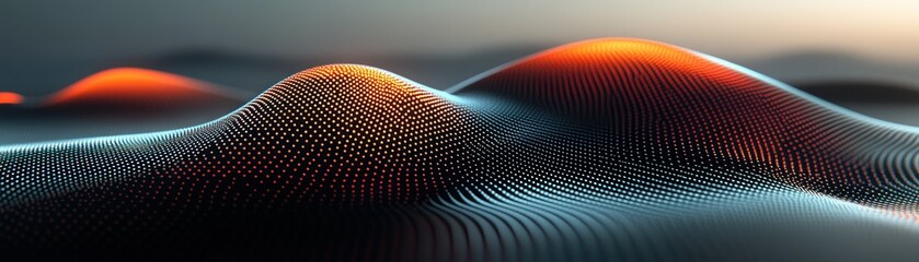 Poster - An abstract digital rendering representing data waves and bright illumination