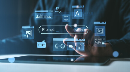 Fototapete - Futuristic AI-powered prompt generation interface concept.