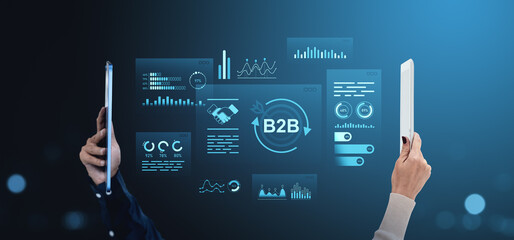 Poster - b2b business network and data technology concept.