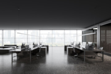 Poster - Modern office interior with desks and chairs. 3D Rendering