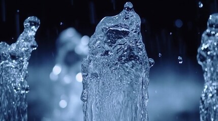 Poster - Three water fountain spouts with splashes in close up shot
