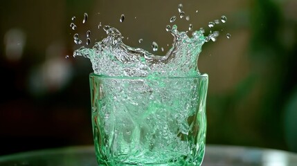 Poster - A Clear Glass With Water Displaying a Dramatic Splash Action