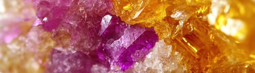 Poster - Colorful mineral crystals showing varied textured surfaces close up