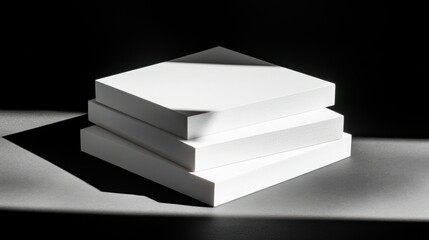 Poster - Three white square platforms stacked for product presentation and display