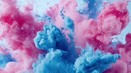 Fototapete - Pink and blue colored liquid exploding in a creative formation