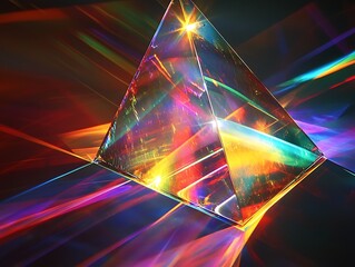 Poster - Colorful glass pyramid refracting light.