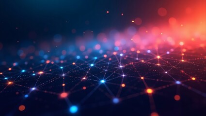 Poster - an abstract technology design with interconnected dots and glowing lights