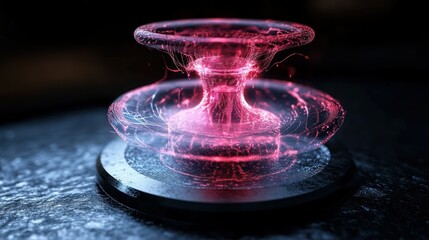 Poster - Glowing energy field surrounding a futuristic platform device display