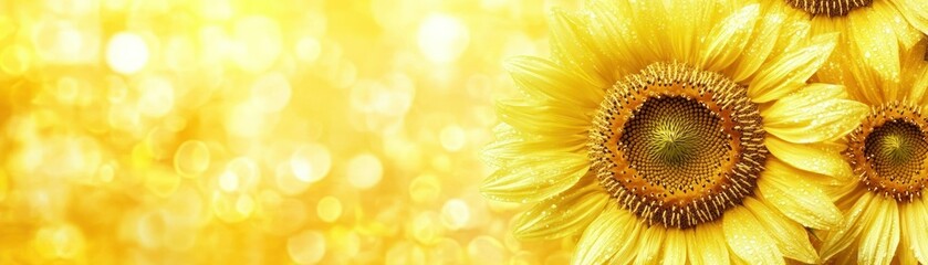 Poster - Beautiful close up of yellow sunflowers with textured petals and detail
