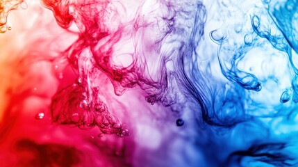 Poster - Abstract Swirling Colors Of Red Purple And Blue Over White