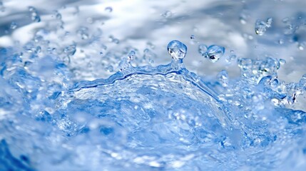 Poster - Close up of water splashing with droplets and ripples in focus