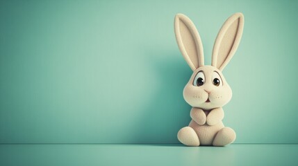 Poster - A cute cartoon bunny rabbit character standing in a studio setting