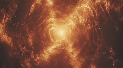 Poster - Fiery swirling nebula with bright center and scattered stars
