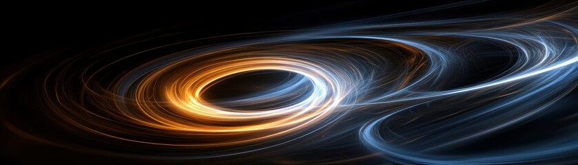Poster - Orange and blue light streaks form abstract swirling patterns