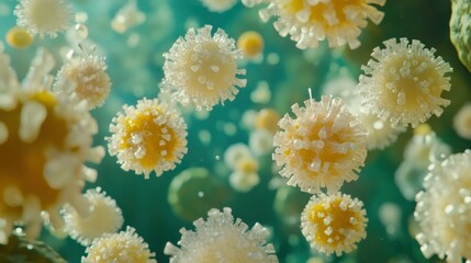 Poster - A microscopic view of multiple viruslike cellular organisms