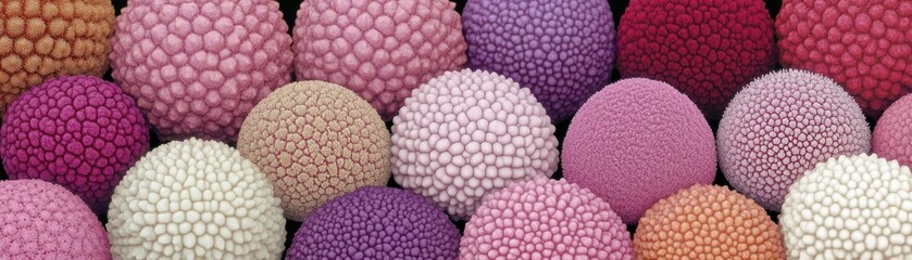 Aufkleber - Colorful spherical objects arranged closely with textured surfaces