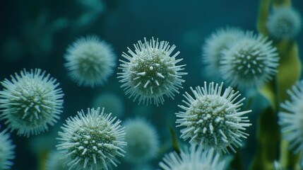 Poster - Microscopic imagery displays several spiky ball shaped cellular structures