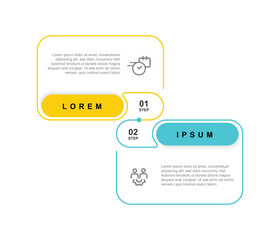Fototapete - 2 step infographic template with icons. 2 table line connected with icons suitable for business information and presentation 