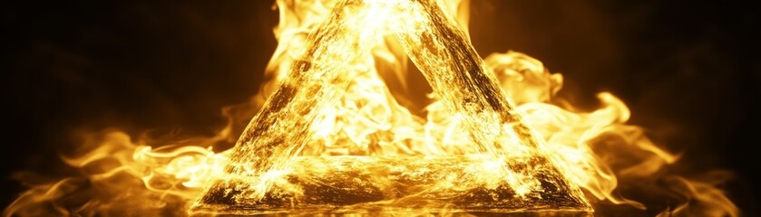Poster - A bright triangle shape formed by vibrant and strong fire flames