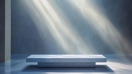 Poster - A modern minimalist platform bathed in bright illuminating sunlight from above