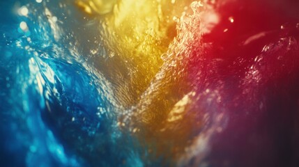 Poster - A close up photo showing colorful water splashing dramatically
