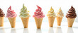 © Kiozmedias.fr - Composition de Cornets de glaces italienne isolée sur fond blanc