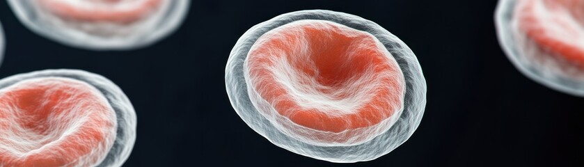 Poster - Microscopic view shows multiple circular biological cell structures isolated