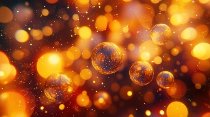 Poster - Glowing orbs floating amongst blurred illuminated specks of light