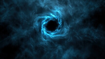 Poster - A swirling vortex of blue light surrounds a dark center hole