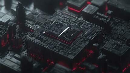 Poster - Detailed close up of a technological circuit board design