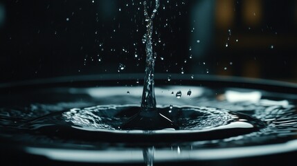 Poster - Falling water forms a splash and tiny droplets in motion