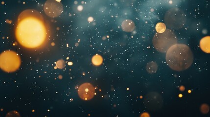 Poster - Golden Orbs And Small Particles Floating Against a Dark Background