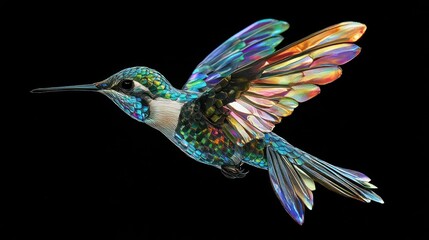 Poster - A beautiful artistic representation of a hummingbird in full flight