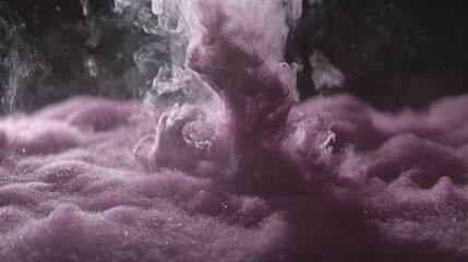 Poster - Abstract smoke rises creating formations with purple sparkling textures