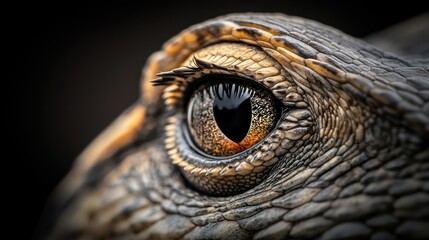 Poster - A close up photograph shows a reptilian eye with details